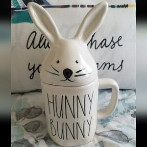 Rae Dunn Hunny Bunny White Mug with Bunny Lid